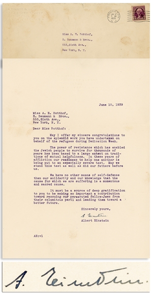 Albert Einstein Letter Signed During WWII -- The power of resistance which has enabled the Jewish people to survive...an especially severe test -- With PSA/DNA & Beckett COAs, Graded 10 by Beckett